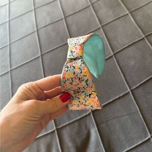 Floral Headband with Blue Lining